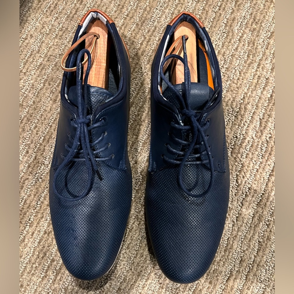 Blue leather shoes
